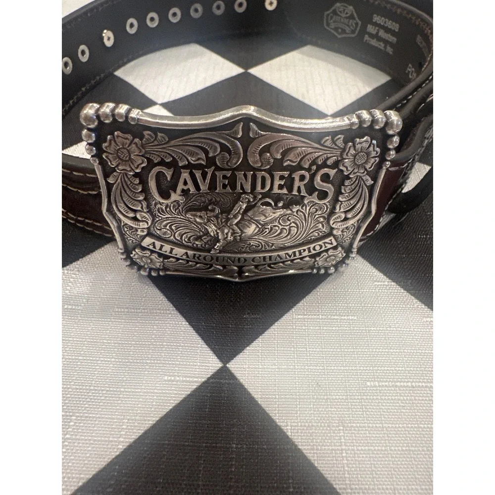 Cavenders Kids Western Belt Brown Leather Hair on Hide boys Buckle Size 24